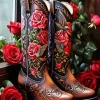 Cowgirl Boot And Roses Diamond Painting