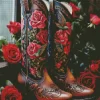 Cowgirl Boot And Roses Diamond Painting