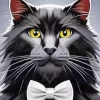 Illustration Black Cat Tie Diamond Painting