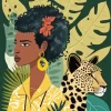 Illustration Black Woman By Leopard Diamond Painting