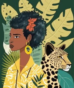 Illustration Black Woman By Leopard Diamond Painting