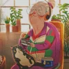 Illustration Cool Old Lady Diamond Painting