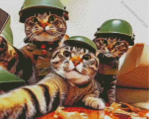 Military Cats Selfie Diamond Painting