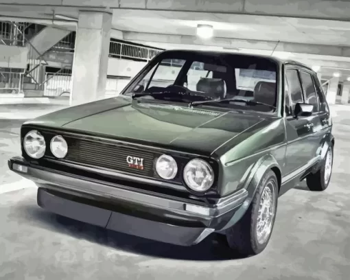 Old Black Vw Golf Gti Diamond Painting