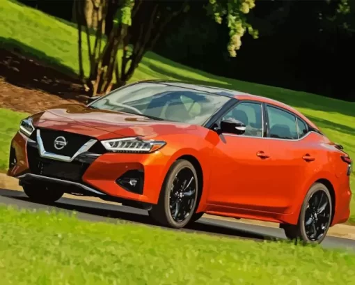 Orange Nissan Maxima Diamond Painting