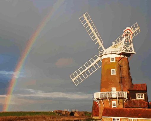 Rainbow Over Cley Windmill Diamond Painting