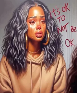 Sad Black Woman Crying Diamond Painting