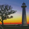 Sunset Biloxi Lighthouse Mississippi Diamond Painting