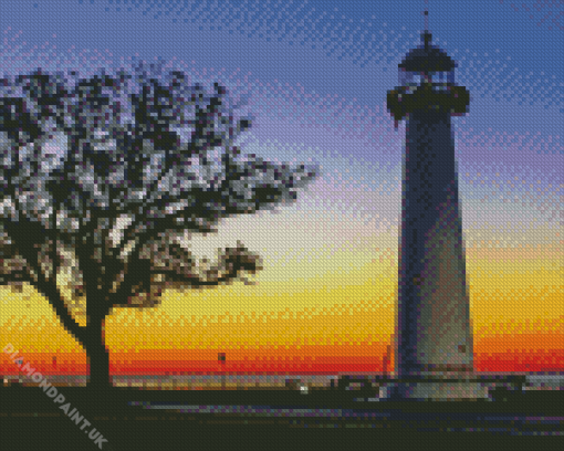 Sunset Biloxi Lighthouse Mississippi Diamond Painting