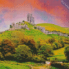 Sunset Corfe Castle Brownsea Diamond Painting