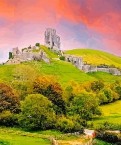 Sunset Corfe Castle Brownsea Diamond Painting