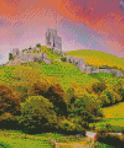 Sunset Corfe Castle Brownsea Diamond Painting