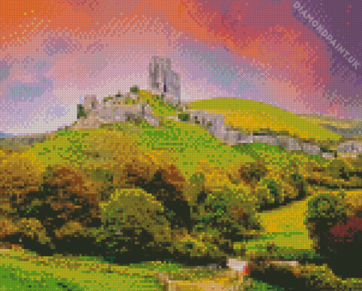 Sunset Corfe Castle Brownsea Diamond Painting