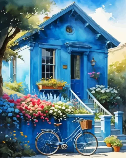 The Blue House Diamond Painting