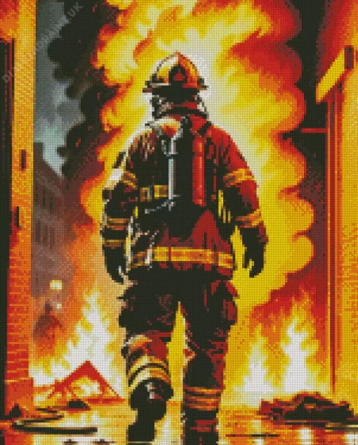 The Fire Fighter Man Diamond Painting