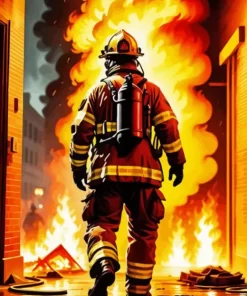 The Fire Fighter Man Diamond Painting