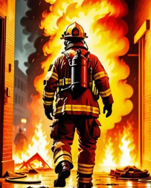 The Fire Fighter Man Diamond Painting