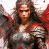 Warrior Girl With Bleeding Wings Diamond Painting