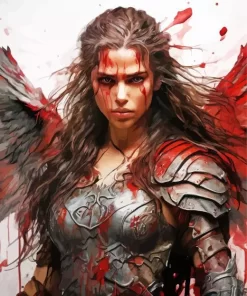 Warrior Girl With Bleeding Wings Diamond Painting