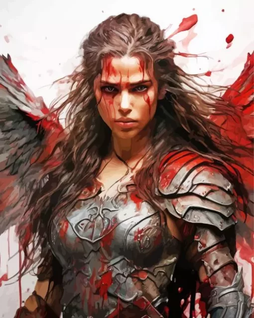 Warrior Girl With Bleeding Wings Diamond Painting