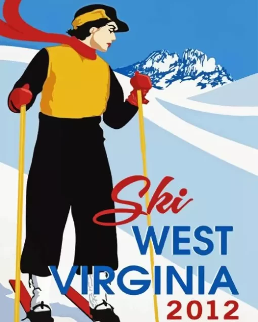 West Virginia Ski Poster Diamond Painting