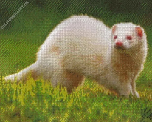 Aesthetic Ferret White Diamond Painting