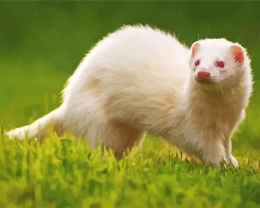 Aesthetic Ferret White Diamond Painting