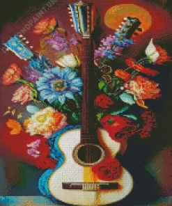 Aesthetic Floral Guitar Art Diamond Painting