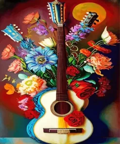 Aesthetic Floral Guitar Art Diamond Painting