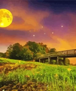 Aesthetic Full Moon Landscape Art Diamond Painting