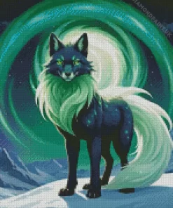 Aesthetic Green Kitsune Diamond Painting