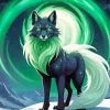 Aesthetic Green Kitsune Diamond Painting