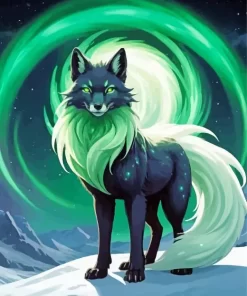 Aesthetic Green Kitsune Diamond Painting