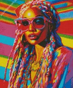 Afro Lady With Braids Diamond Painting