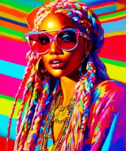 Afro Lady With Braids Diamond Painting