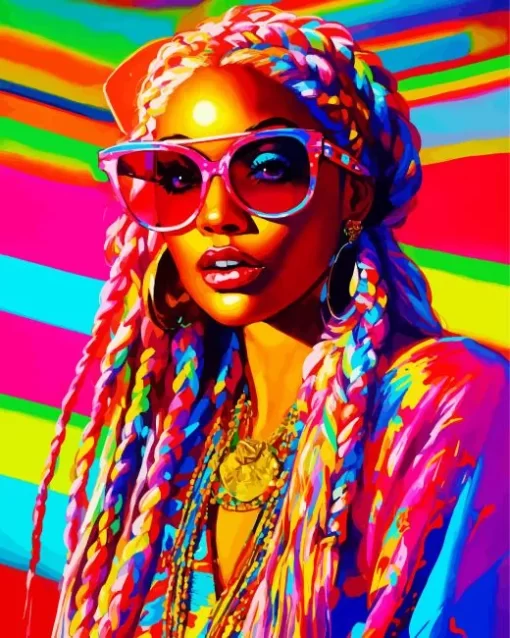 Afro Lady With Braids Diamond Painting