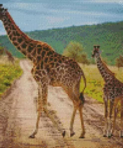 Baby And Mom Giraffe Diamond Painting