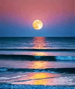 Beach With Moon Diamond Painting