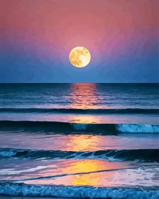 Beach With Moon Diamond Painting