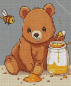 Bear Eating Honey Diamond Painting