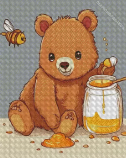 Bear Eating Honey Diamond Painting