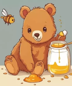 Bear Eating Honey Diamond Painting