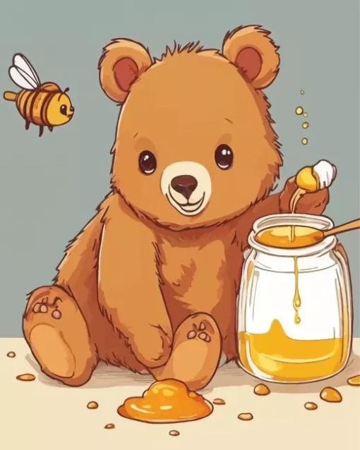 Bear Eating Honey Diamond Painting