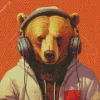 Bear With Headphones Diamond Painting