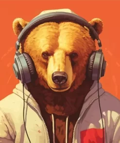 Bear With Headphones Diamond Painting