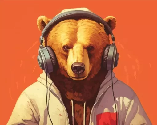 Bear With Headphones Diamond Painting