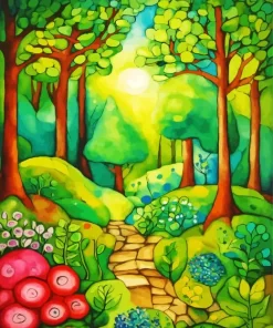 Beautiful Green Forest Art Diamond Painting