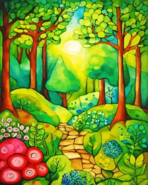 Beautiful Green Forest Art Diamond Painting