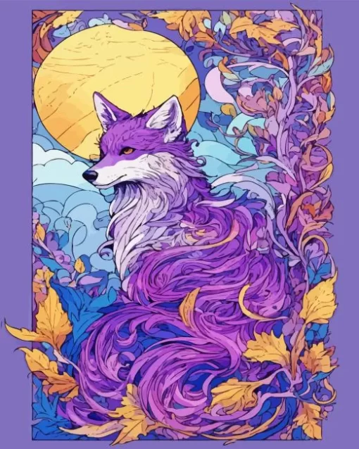 Beautiful Purple Wolf Diamond Painting