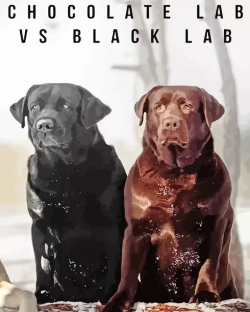 Black Vs Chocolate Lab Dogs Diamond Painting